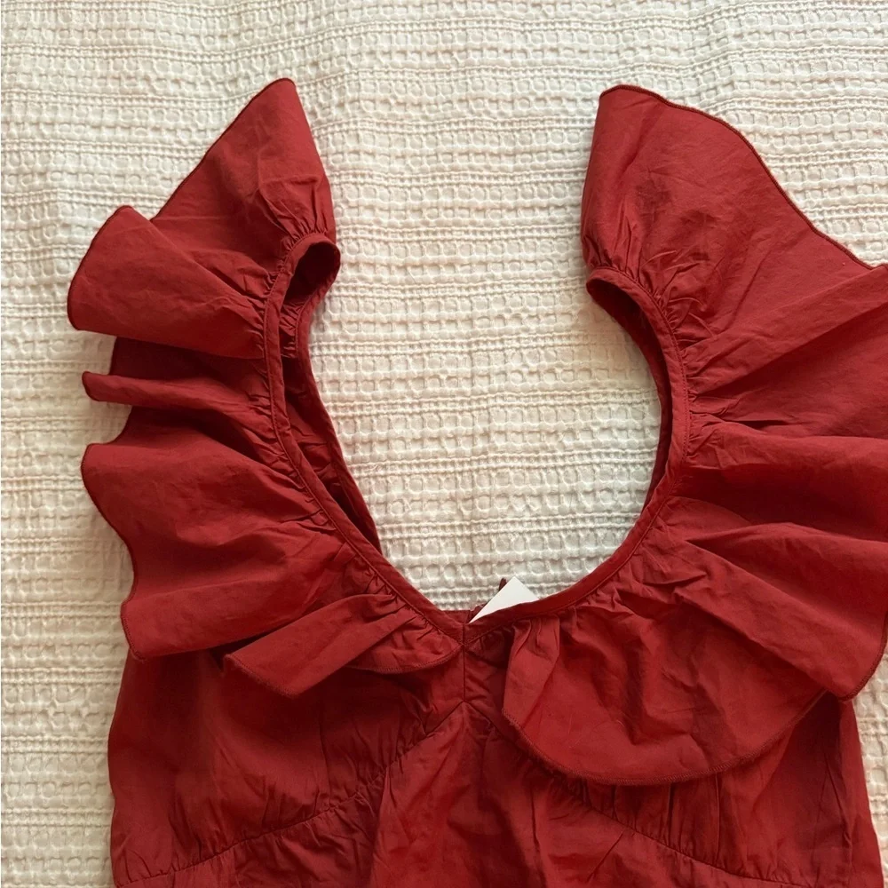 French Connection Red Ruffle Top - Picture 2 of 4